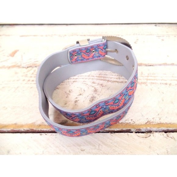 Southwestern pink/blue  woven cloth tribal belt/vintage western belt - Picture 3 of 5